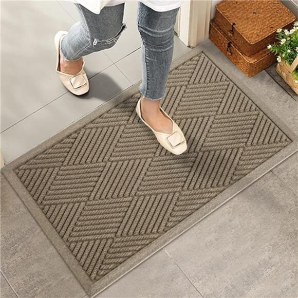 Sturdy Front DoorMat,Absorbent Muddy Dirt Resist Welcome DoorMats Outdoor Indoor - Picture 1 of 7